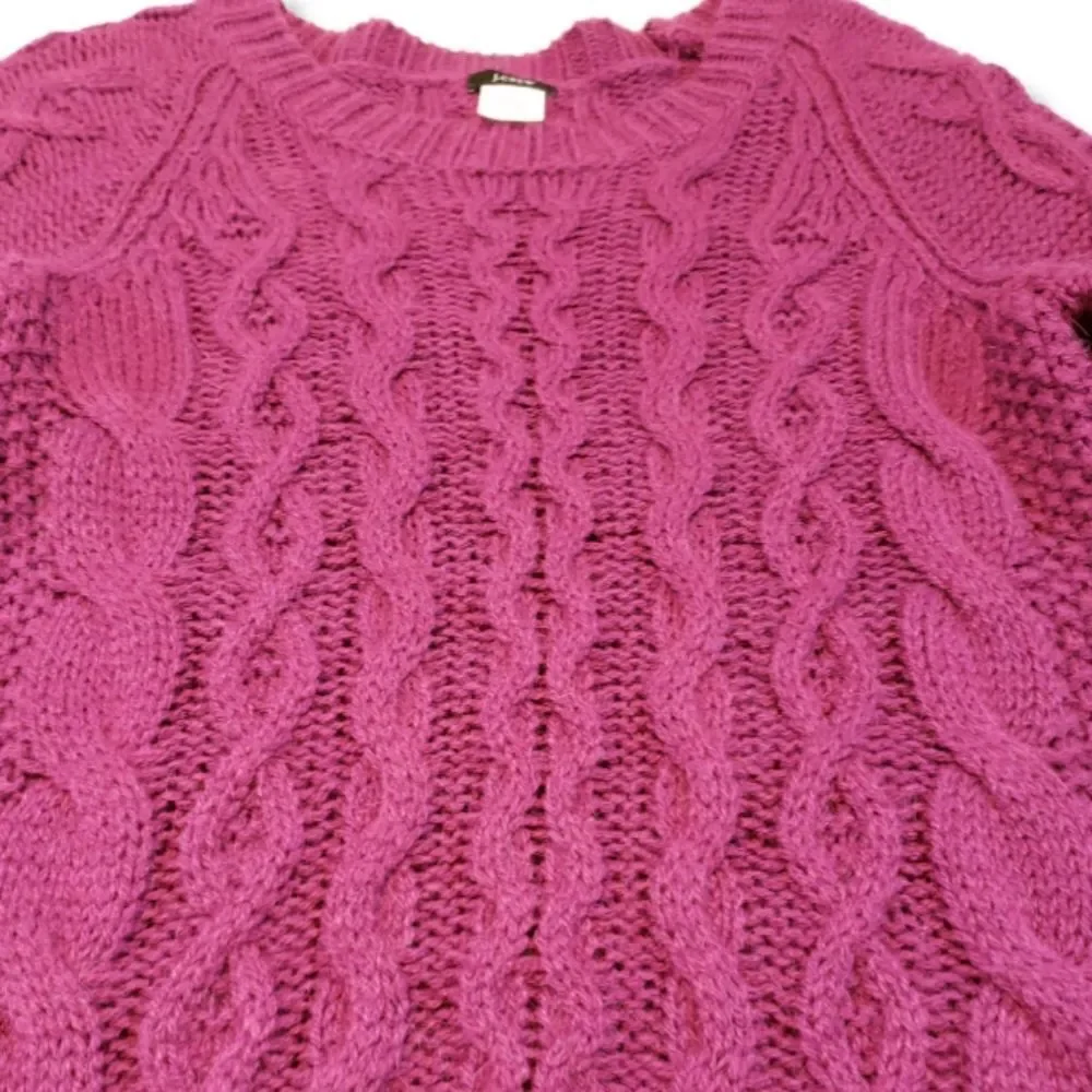 J. Crew Sweater Size XS Cable Knit Sweater Purple Long Sleeve Open Knit Sweater